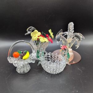Lot of 4 Vintage Handmade Spun Glass Miniature Figurines GUC